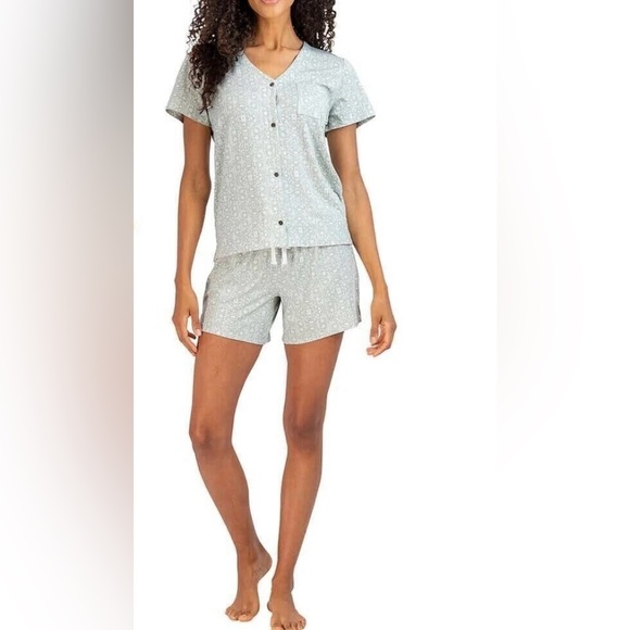 Lucky Brand Other - Lucky Brand 2 Pc PJ Pajama Set Women's GreenWhite PAISLEY Sleep Shorts Sz M Soft